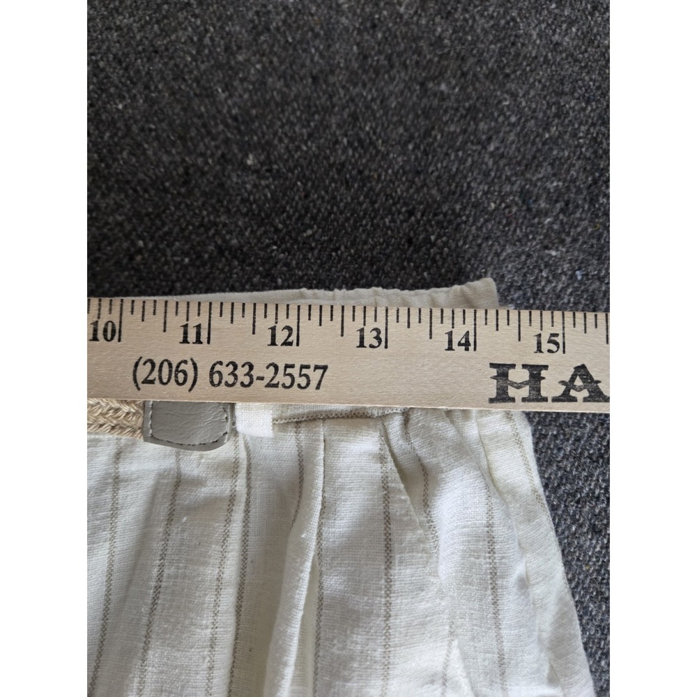 Vintage 90s Cristin Stevens Belted Safari Pinstripe Shorts Boho Hippie Size 14 - Picture 4 of 7